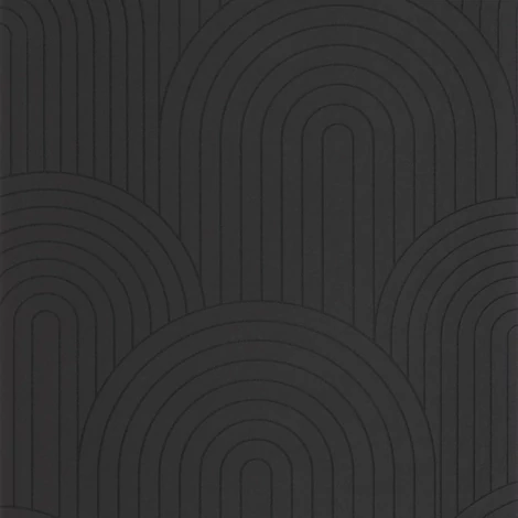 Caselio Geometriai mintás art deco fekete vlies tapéta Curved Line Noir 53 cm X 10 m