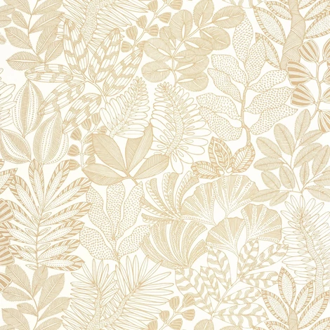 Caselio Dzsungel mintás egzotikus fehér-arany vinyl tapéta Golden Jungle Blanc Or 53 cm X 10 m