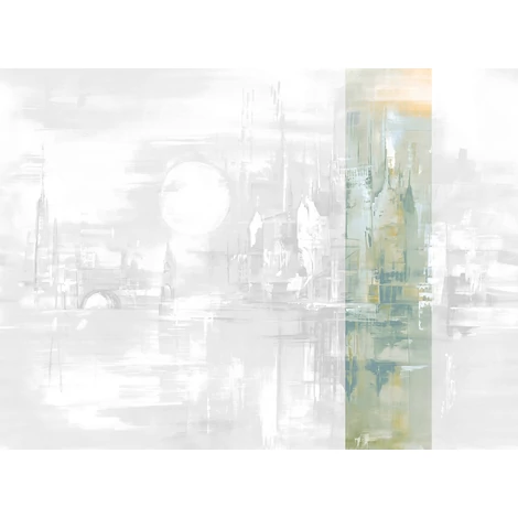 JV Holdfényes város pasztell zöld vinyl poszter tapéta Millennium Pastel 68 cm X 3 m