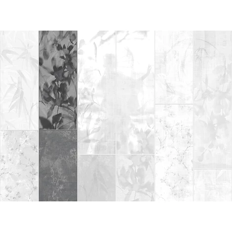 JV Japán nő virágokkal szürke vinyl poszter tapéta Sumi Anthracite 68 cm X 3 m