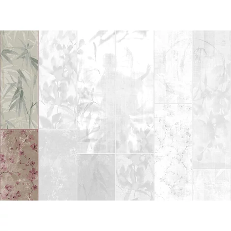 JV Japán nő virágokkal kék vinyl poszter tapéta Sumi Teal 68 cm X 3 m