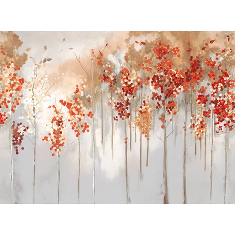 JV Őszi erdő szürke-piros vinyl poszter tapéta Maples Autumn 400 cm X 3 m