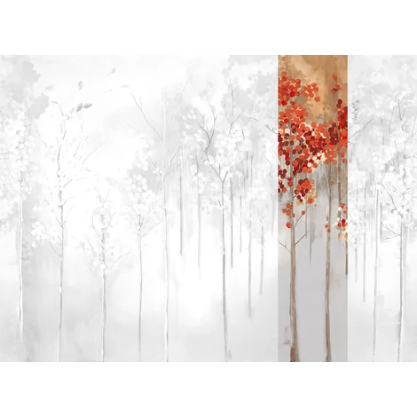 JV Őszi erdő szürke-piros vinyl poszter tapéta Maples Autumn 68 cm X 3 m