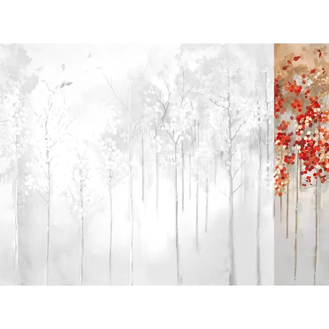 JV Őszi erdő szürke-piros vinyl poszter tapéta Maples Autumn 68 cm X 3 m