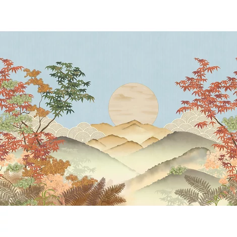 JV Napnyugta japánkertben színes vinyl tapéta Invermere Summer 400 cm X 3 m