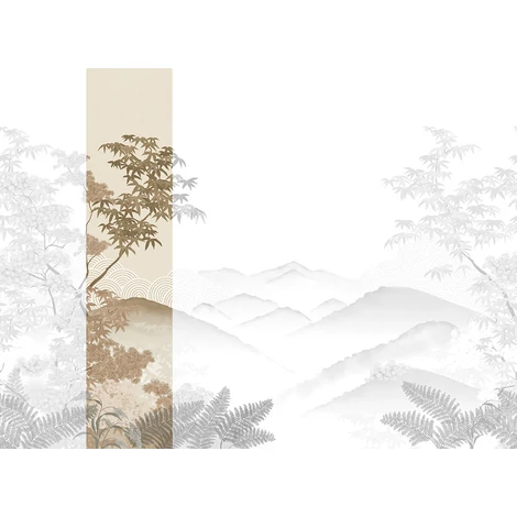 JV Napnyugta japánkertben bézs vinyl poszter tapéta Invermere Beige 68 cm X 3 m