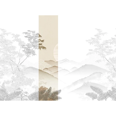 JV Napnyugta japánkertben bézs vinyl poszter tapéta Invermere Beige 68 cm X 3 m