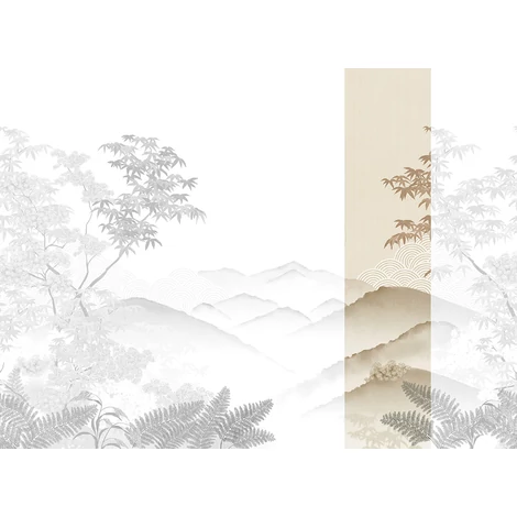 JV Napnyugta japánkertben bézs vinyl poszter tapéta Invermere Beige 68 cm X 3 m