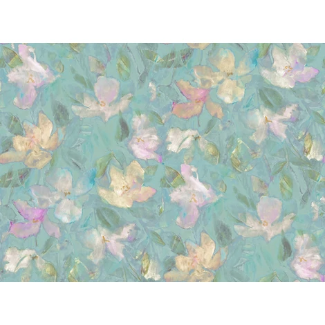 JV Texturált virágmintás kék vinyl poszter tapéta Bronte Light Blue 400 cm X 3 m