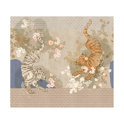 JV Tigrisek tánca bézs vinyl poszter tapéta Noen Platinum 340 cm X 3 m