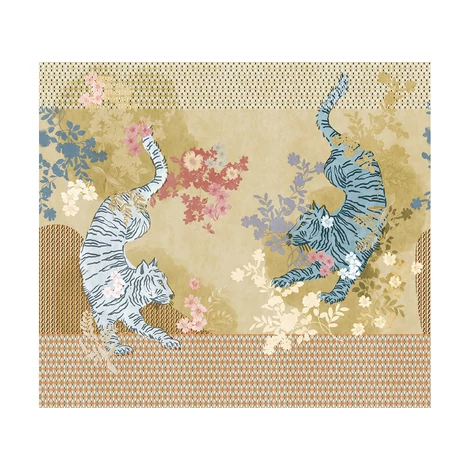 JV Tigrisek tánca arany színű vinyl poszter tapéta Noen Gold 340 cm X 3 m