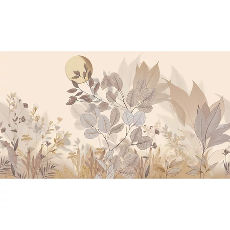 JV Levélmintás art deco bézs vinyl poszter tapéta Belvedere Dawn 544 cm X 3 m