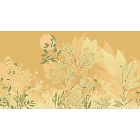 JV Levélmintás art deco sárga vinyl poszter tapéta Belvedere Mustard 544 cm X 3 m