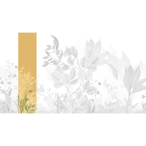 JV Levélmintás art deco sárga vinyl poszter tapéta Belvedere Mustard 68 cm X 3 m