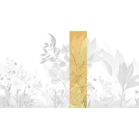 JV Levélmintás art deco sárga vinyl poszter tapéta Belvedere Mustard 68 cm X 3 m