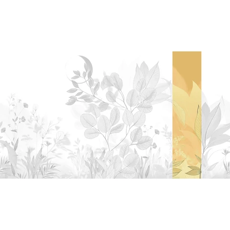 JV Levélmintás art deco sárga vinyl poszter tapéta Belvedere Mustard 68 cm X 3 m