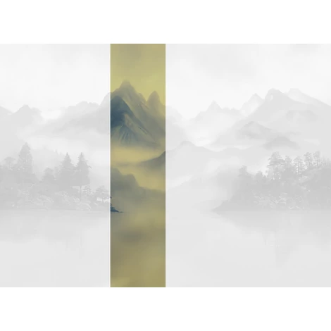 JV Ködös hegycsúcsok kék-sárga vinyl poszter tapéta Huangshan Gold 68 cm X 3 m