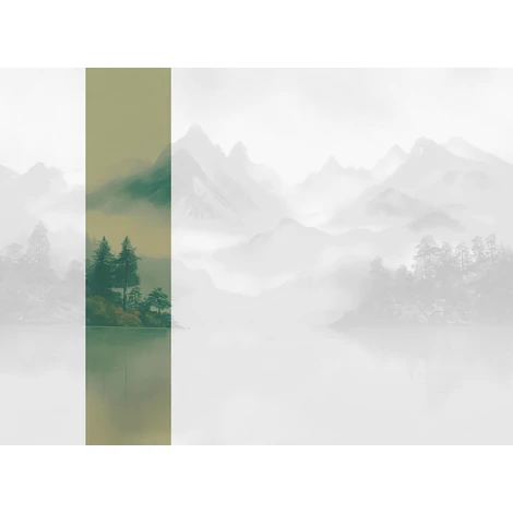 JV Ködös hegycsúcsok zöld vinyl poszter tapéta Huangshan Green 68 cm X 3 m