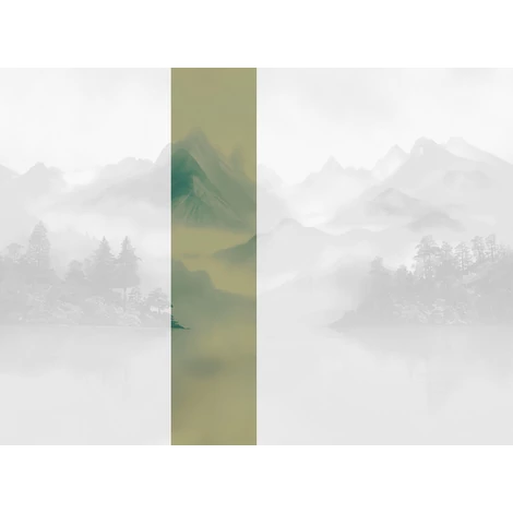 JV Ködös hegycsúcsok zöld vinyl poszter tapéta Huangshan Green 68 cm X 3 m