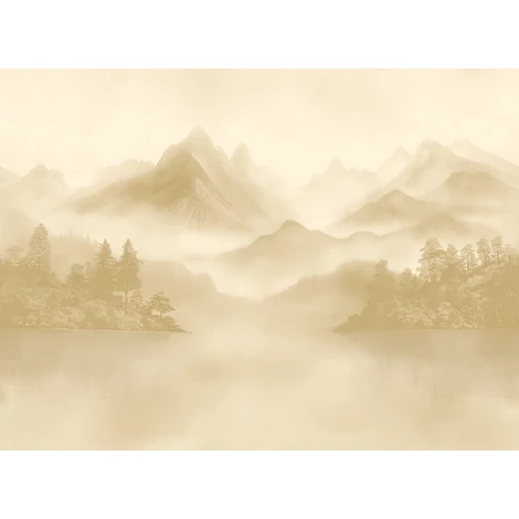 JV Ködös hegycsúcsok bézs vinyl poszter tapéta Huangshan Beige 400 cm X 3 m
