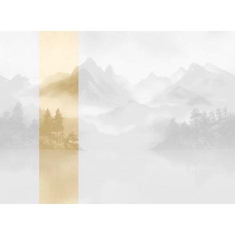 JV Ködös hegycsúcsok bézs vinyl poszter tapéta Huangshan Beige 68 cm X 3 m
