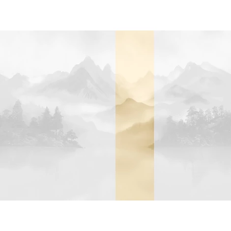 JV Ködös hegycsúcsok bézs vinyl poszter tapéta Huangshan Beige 68 cm X 3 m