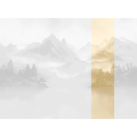 JV Ködös hegycsúcsok bézs vinyl poszter tapéta Huangshan Beige 68 cm X 3 m