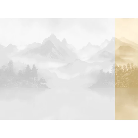 JV Ködös hegycsúcsok bézs vinyl poszter tapéta Huangshan Beige 68 cm X 3 m