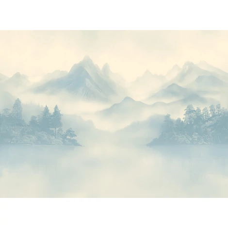 JV Ködös hegycsúcsok kék-bézs vinyl poszter tapéta Huangshan Ice 400 cm X 3 m