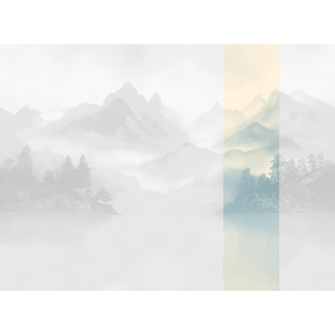 JV Ködös hegycsúcsok kék-bézs vinyl poszter tapéta Huangshan Ice 68 cm X 3 m