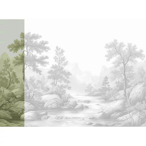 JV Patak az erdőben zöld vinyl poszter tapéta Arcadia Sepia 68 cm X 3 m