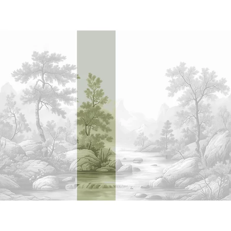 JV Patak az erdőben zöld vinyl poszter tapéta Arcadia Sepia 68 cm X 3 m