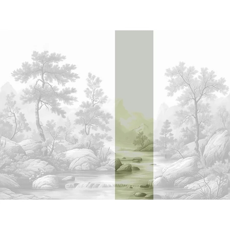 JV Patak az erdőben zöld vinyl poszter tapéta Arcadia Sepia 68 cm X 3 m