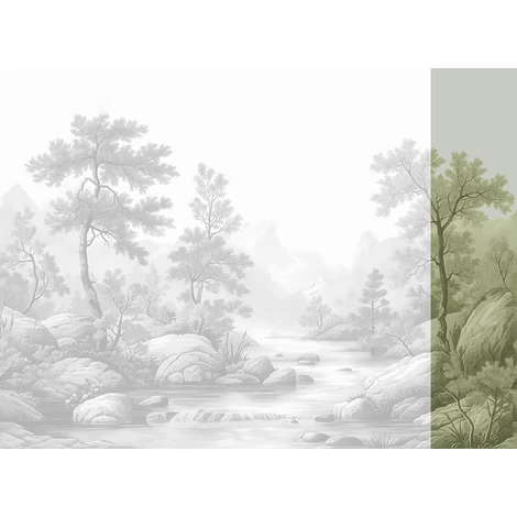 JV Patak az erdőben zöld vinyl poszter tapéta Arcadia Sepia 68 cm X 3 m