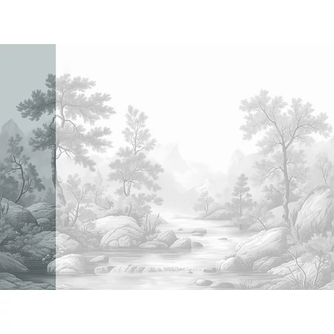 JV Patak az erdőben szürke vinyl poszter tapéta Arcadia B&W 68 cm X 3 m