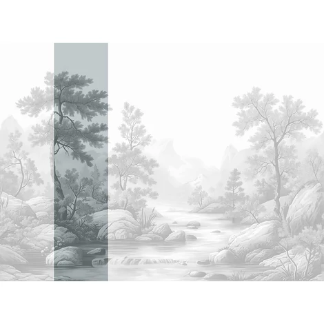 JV Patak az erdőben szürke vinyl poszter tapéta Arcadia B&W 68 cm X 3 m