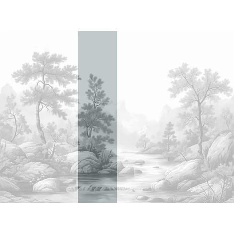 JV Patak az erdőben szürke vinyl poszter tapéta Arcadia B&W 68 cm X 3 m