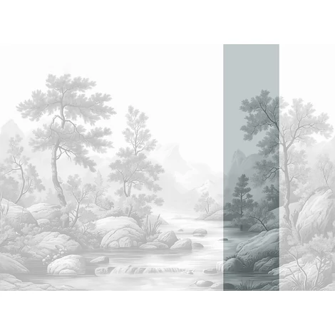 JV Patak az erdőben szürke vinyl poszter tapéta Arcadia B&W 68 cm X 3 m