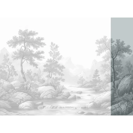 JV Patak az erdőben szürke vinyl poszter tapéta Arcadia B&W 68 cm X 3 m