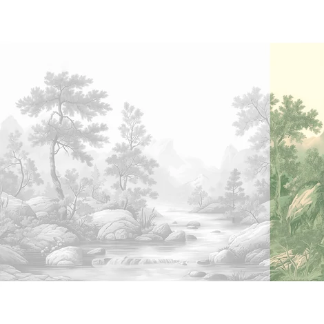 JV Patak az erdőben zöld vinyl poszter tapéta Arcadia Green 68 cm X 3 m