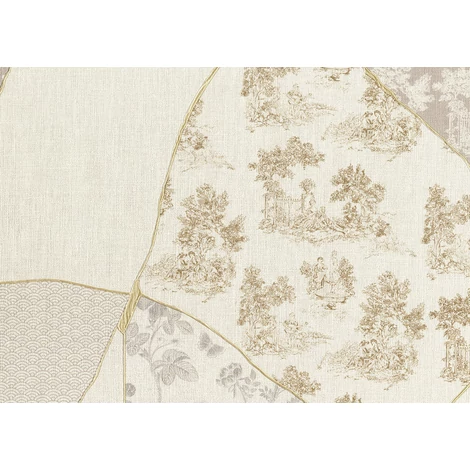 JV Japán mozaik mintás elegáns bézs vinyl tapéta Kintsugi Beige 70 cm X 10 m