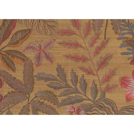 JV Egzotikus virágmintás szövethatású terrakotta vinyl tapéta Jardin Tropical Terracotta 100 cm X 10 m