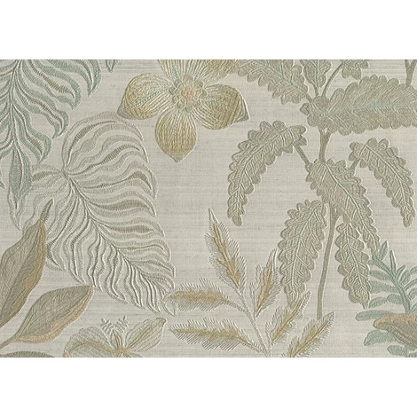 JV Egzotikus virágmintás szövethatású bézs vinyl tapéta Jardin Tropical Beige 100 cm X 10 m