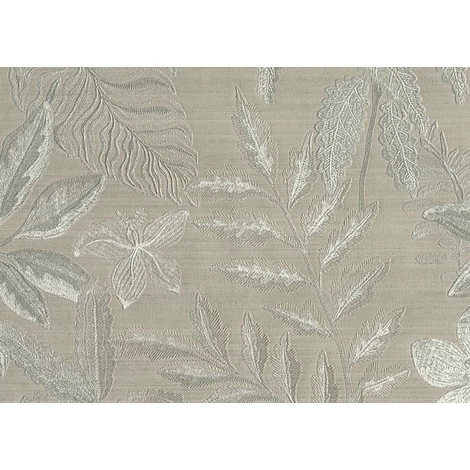 JV Egzotikus virágmintás szövethatású oliva vinyl tapéta Jardin Tropical Olive 100 cm X 10 m