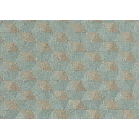JV Háromszög mintás indiai stílusú kék-bronz vinyl tapéta Triangles Tropicales Blue 100 cm X 10 m