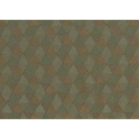 JV Háromszög mintás indiai stílusú zöld-bronz vinyl tapéta Triangles Tropicales Green 100 cm X 10 m
