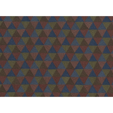 JV Háromszög mintás indiai stílusú kék-piros vinyl tapéta Triangles Tropicales Blue 100 cm X 10 m