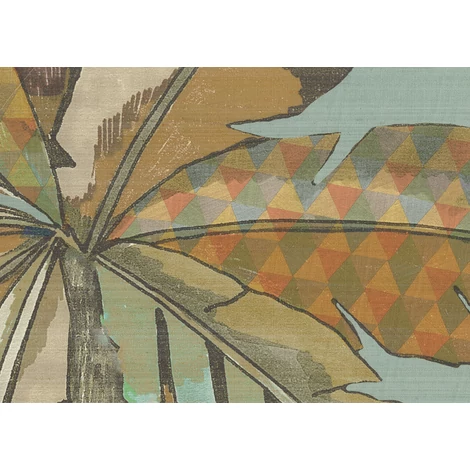 JV Egzotikus levélmintás kék-barna vinyl poszter tapéta Jaipur Garden Blue 196 cm X 3 m