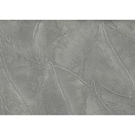 JV Dombornyomott levélerezetes sötétszürke vinyl tapéta Daphne Grey 70 cm X 10 m