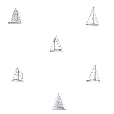 KT-Exclusive Vitorlás hajók kék-fehér vlies gyerek tapéta Joy Blue-White 52 cm X 10 m